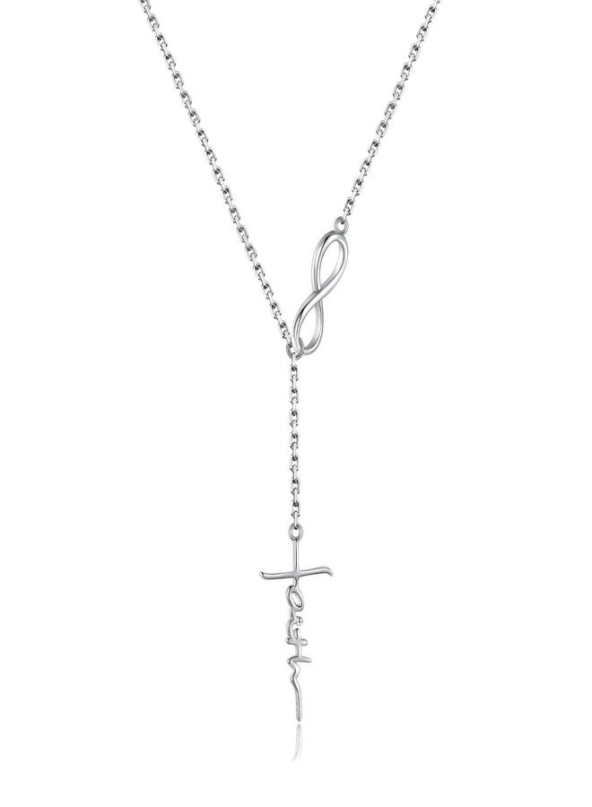 Sariel 925 Sterling Silver Faith Hope Love Cross Pendant Necklace for Women Christian Birthday Christmas Jewelry Gift (Infinity Faith Necklace) - Image 1